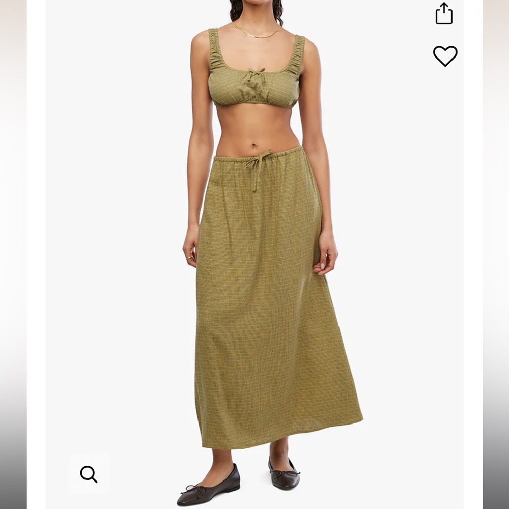 WEWOREWHAT NEW Tie Waist Maxi Skirt in Willow Green